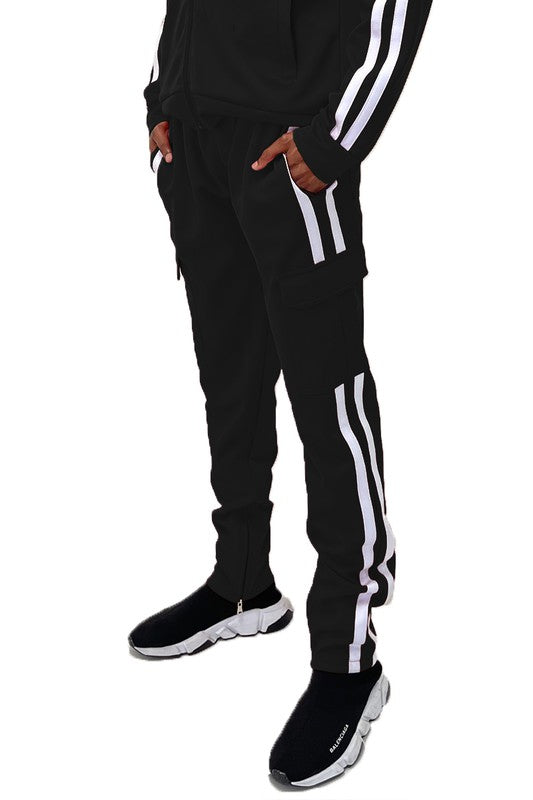 Two Stripe Cargo Pouch Track Pants - Big & Tall