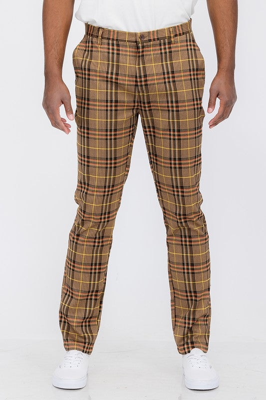 Weiv Mens Plaid Trouser Pants - Brown