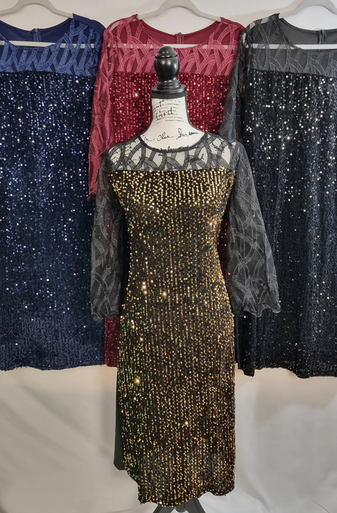 Sequin Mesh Sleeve Design Dress - Bit of Swank