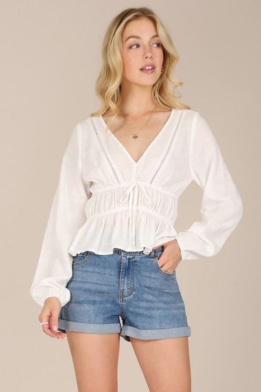 Zeta Sheer Lace Long Sleeve Blouse