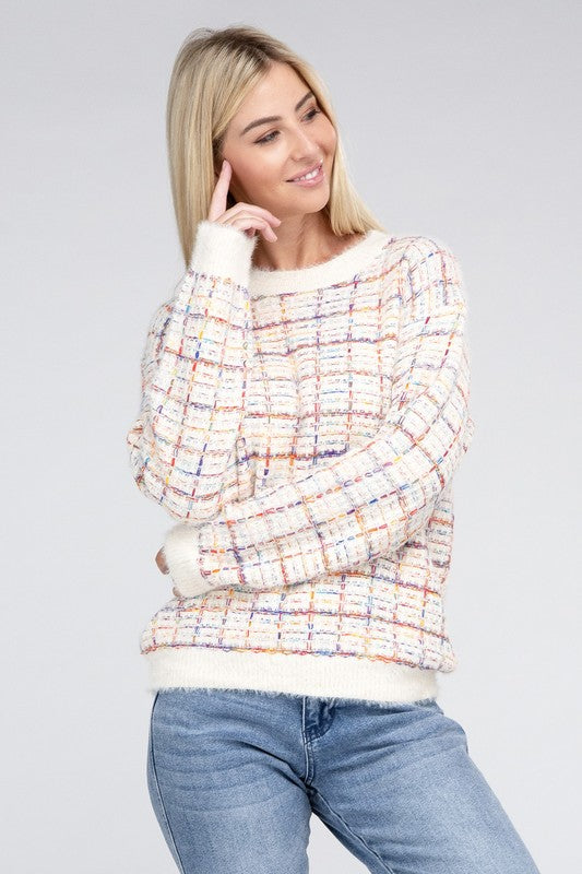 Colorful Textured Fancy Knit Sweater
