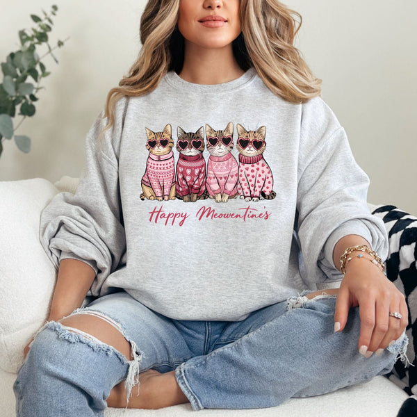 Valentine Cats Graphic Sweatshirt - Full Size