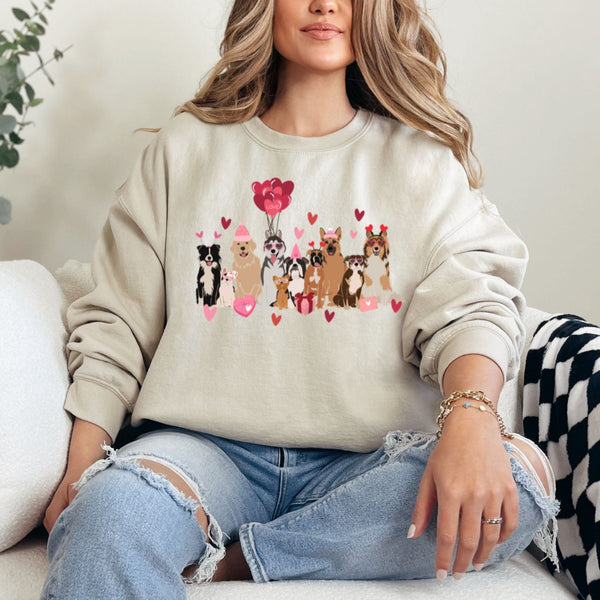 Valentine Dogs Graphic Sweatshirt - Full Size