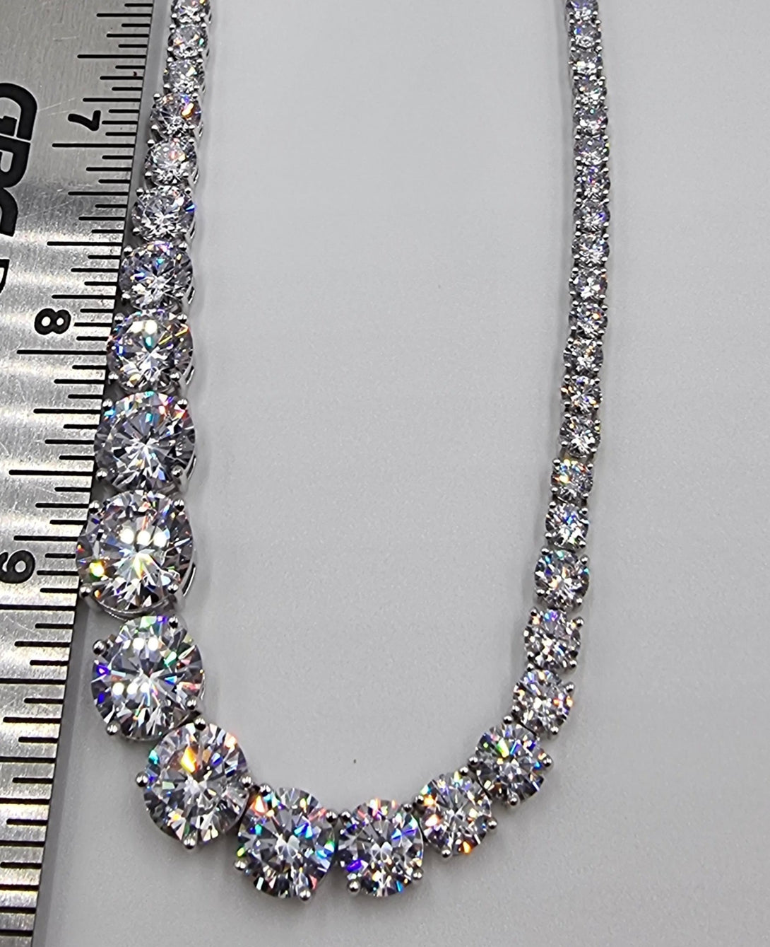 Stunning Moissanite Single Row Tennis Necklace in Silver - Boutique - Bit of Swank