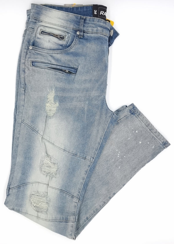 Men's Distressed Skinny Ripped Stonewash Denim Jeans - Bit of Swank