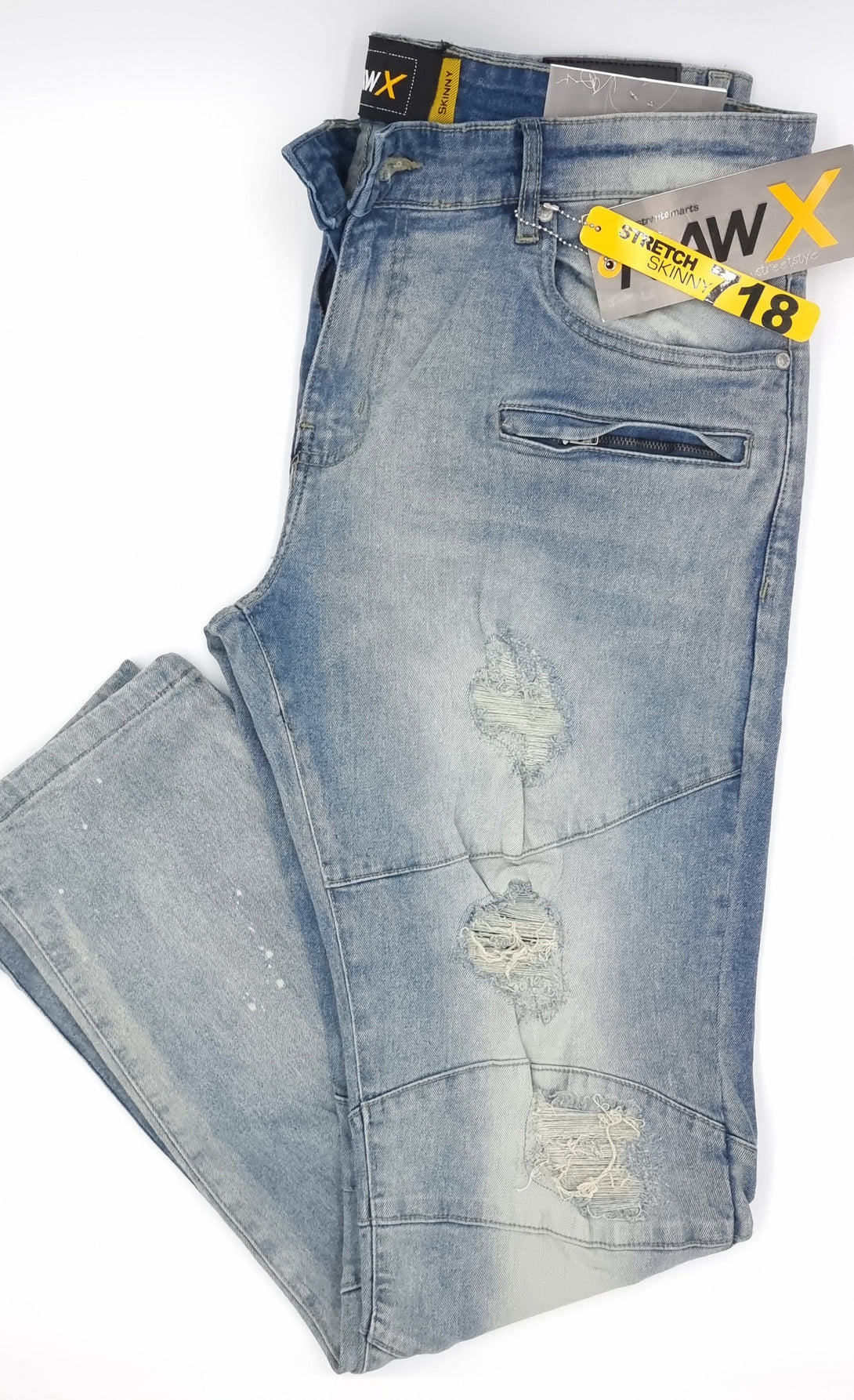 Men's Distressed Skinny Ripped Stonewash Denim Jeans - Bit of Swank