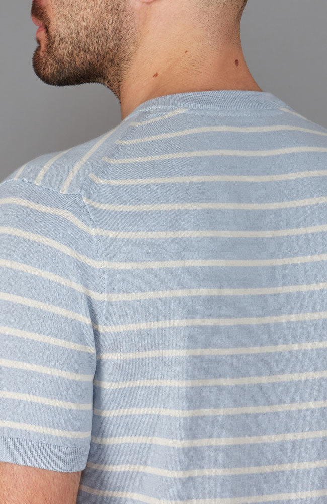Mens 100% Ultra-Fine Cotton Knitted Pin Stripe T-Shirt