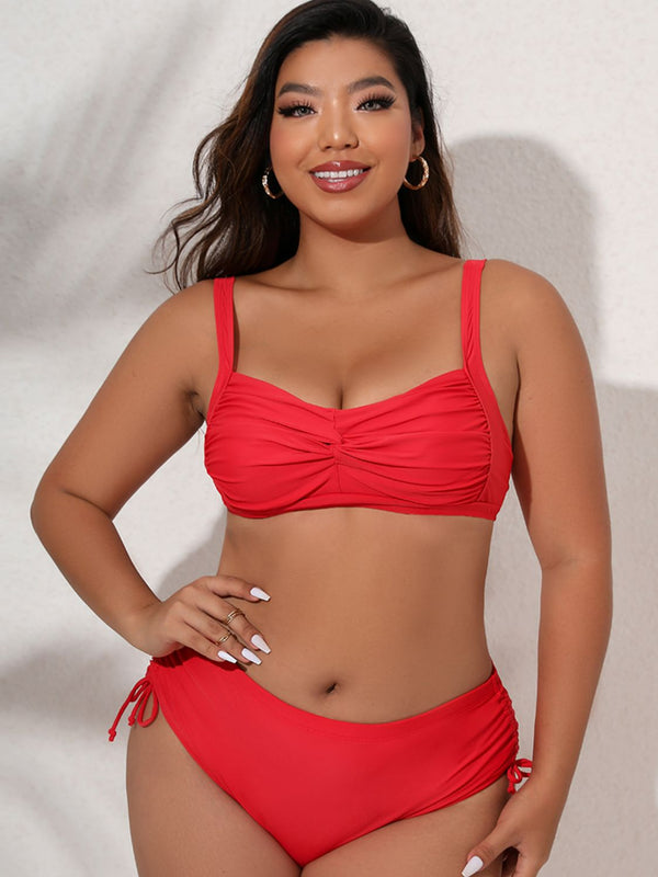 Plus Size Twist Front Tied Bikini Set - Bit of Swank