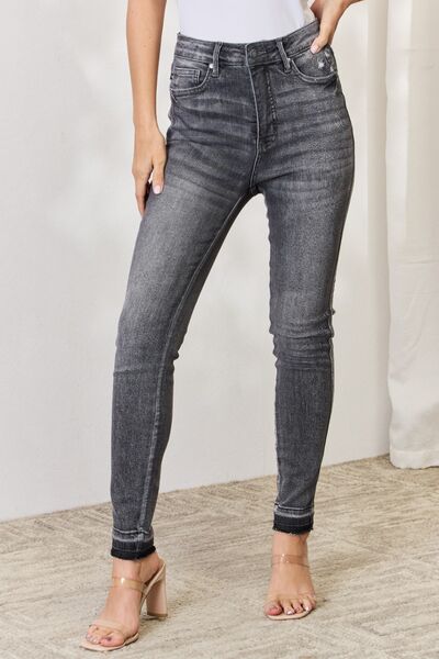 Judy Blue High Waist Tummy Control Release Hem Skinny Jeans - Full Size