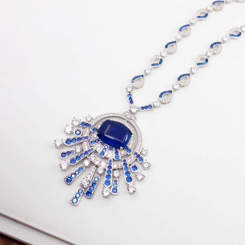 Sapphire and Moissanite Starburst Necklace - Bit of Swank