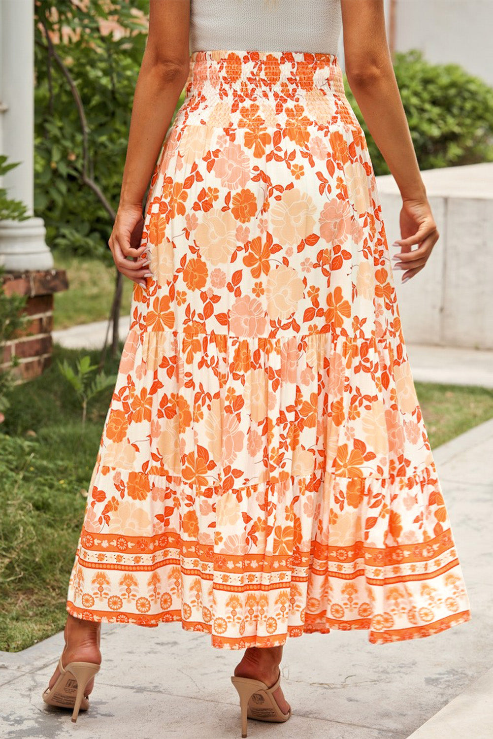 Floral Smocked Tiered Maxi Skirt - Bit of Swank