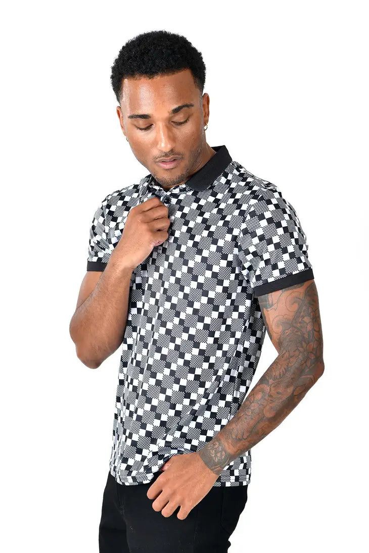 Men's Checkered Gingham Premium Polo