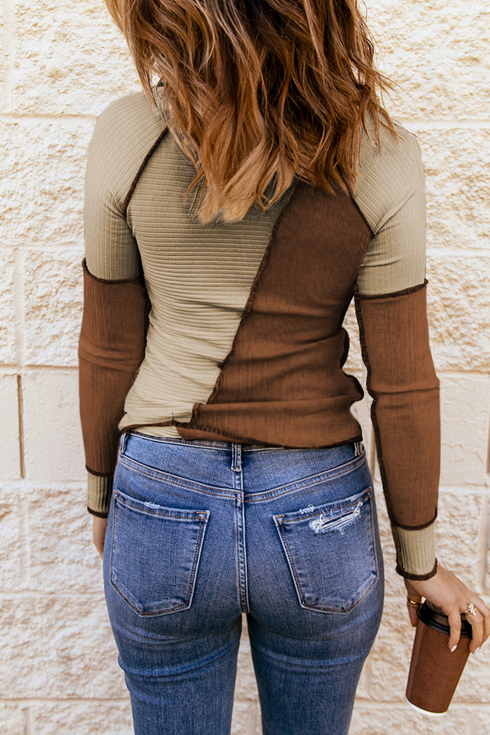 Color Block Exposed Seam Knit Top - Boutique - Bit of Swank