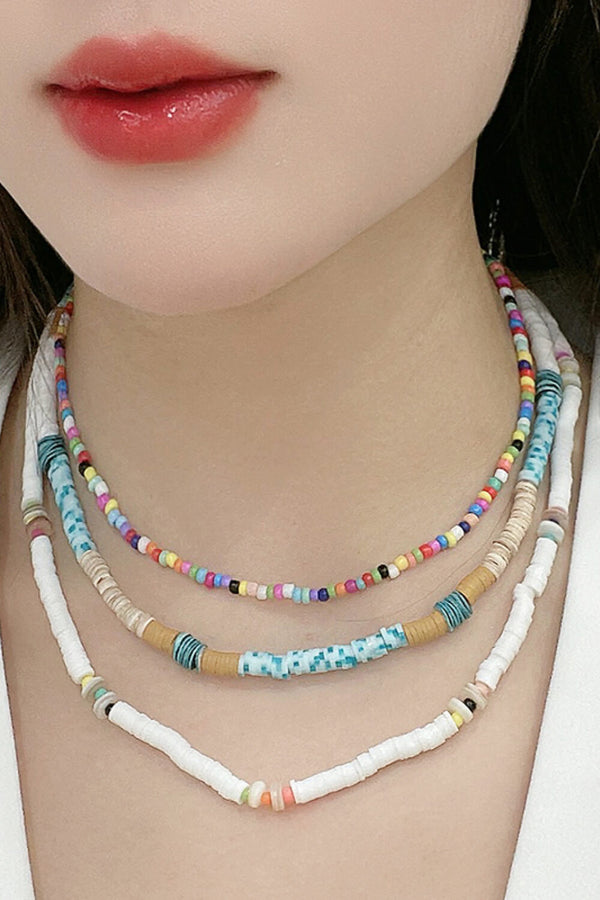 Venia Multicolored Bead Necklace Three-Piece Set - Bit of Swank