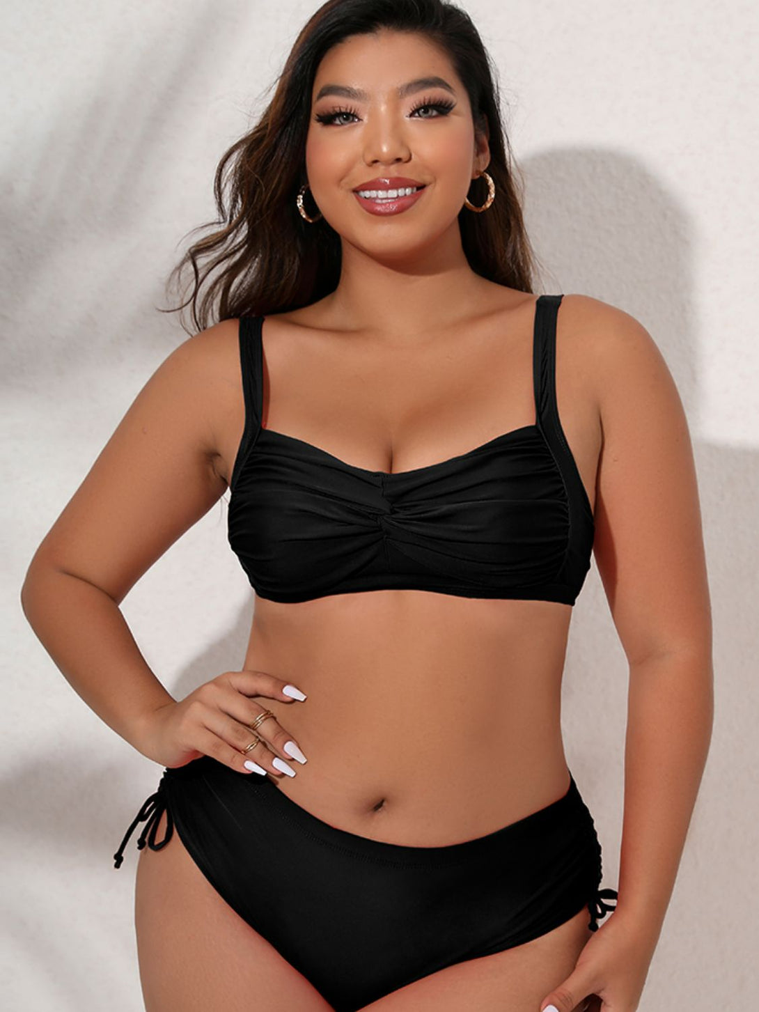 Plus Size Twist Front Tied Bikini Set - Bit of Swank