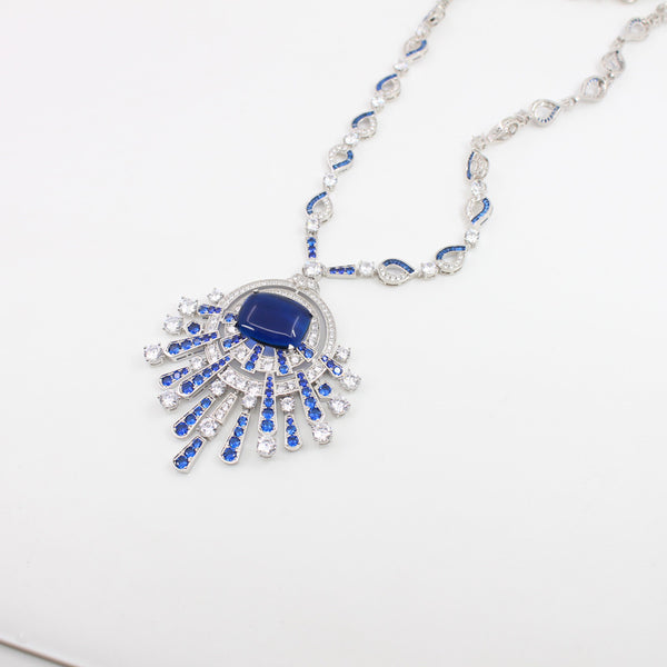 Sapphire and Moissanite Starburst Necklace - Bit of Swank