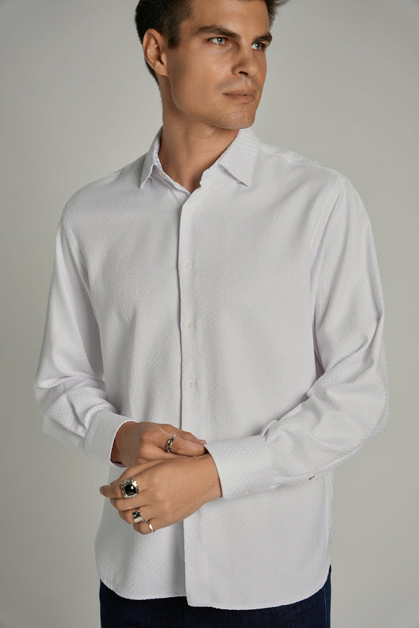 White Jacquard Shape Shirt Signature Collection