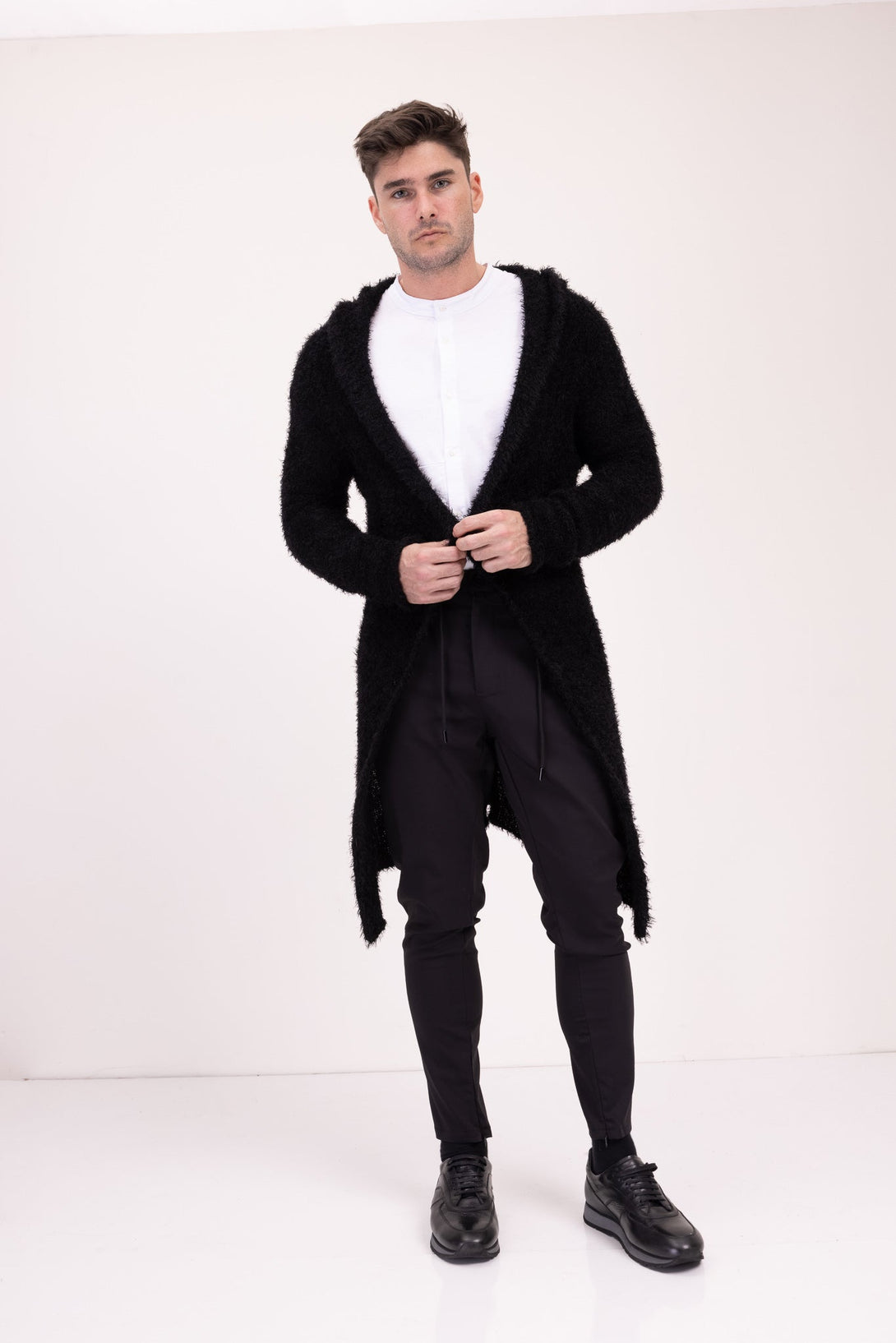 N° 9984 Fuzzy Long Cardigan - Black - Bit of Swank