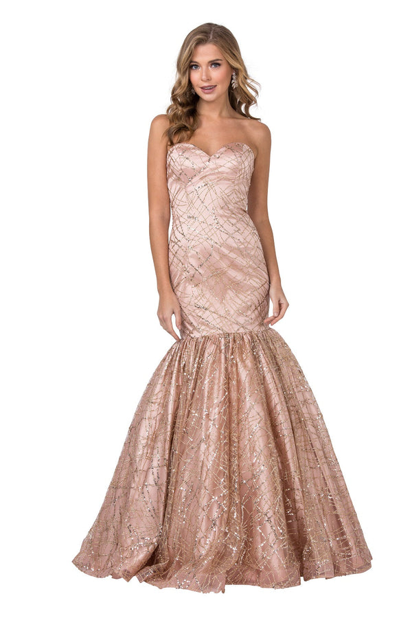 Sylvie Glitter Embellished Mermaid Prom Dress