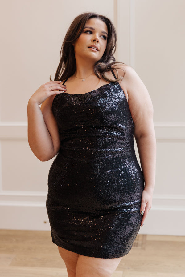 Shining in Sequins Dress in Black - Full Size