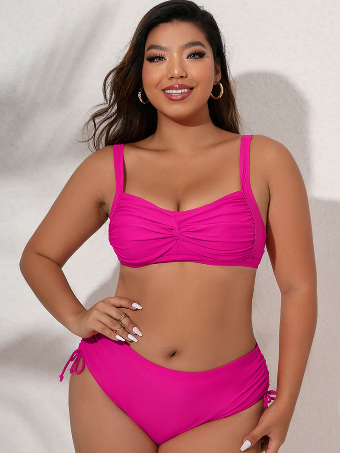 Plus Size Twist Front Tied Bikini Set - Bit of Swank