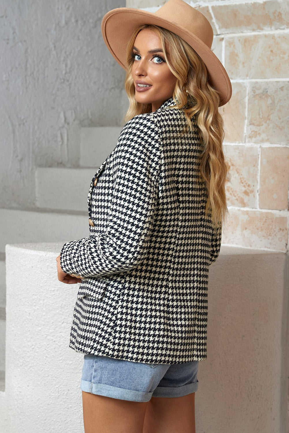 Houndstooth Double-Breasted Blazer - Bit of Swank