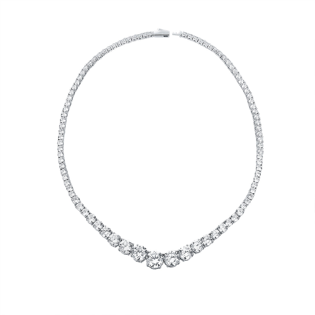 Stunning Moissanite Single Row Tennis Necklace in Silver - Boutique - Bit of Swank