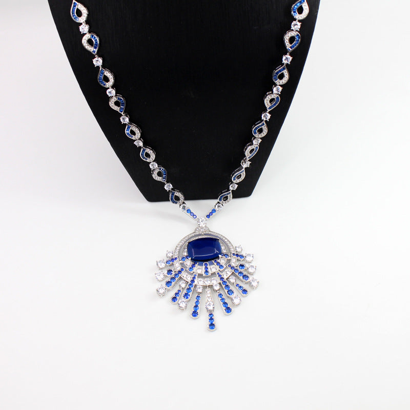 Sapphire and Moissanite Starburst Necklace - Bit of Swank