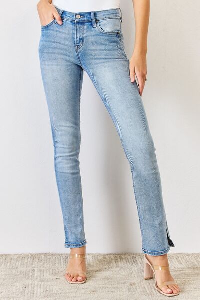 Kancan Mid Rise Y2K Slit Bootcut Jeans - Full Size