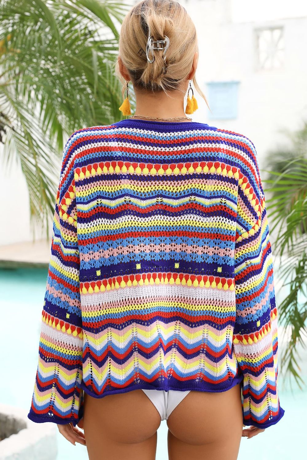 Multicolored Stripe Round Neck Cover-Up - Bit of Swank