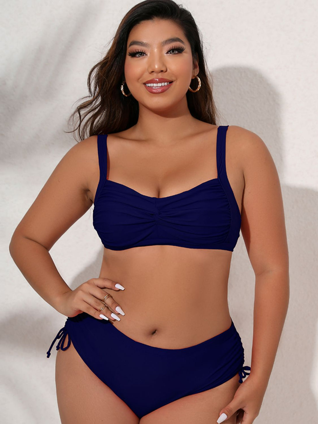 Plus Size Twist Front Tied Bikini Set - Bit of Swank