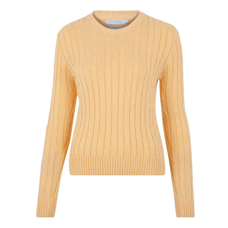Womens Cotton Crew Neck Cable Jumper - Bit of Swank