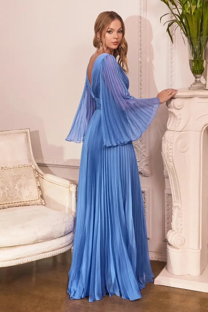 Cinderella Divine Long Sleeve Pleated Prom Dress