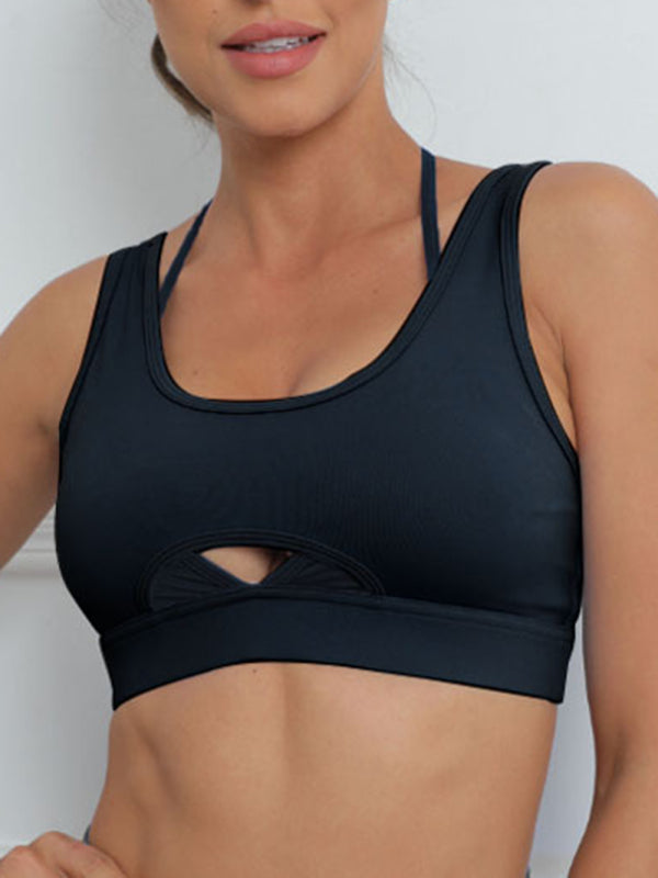 Terra Contrasting Crossed Slice Fitness Sports Top - Mix and Match - Bit of Swank